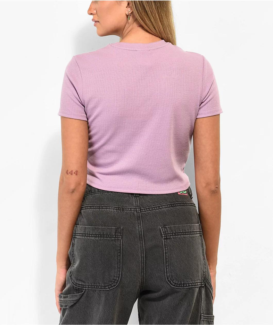 Your Highness Another Day Purple Lace Front Crop Top Product Image