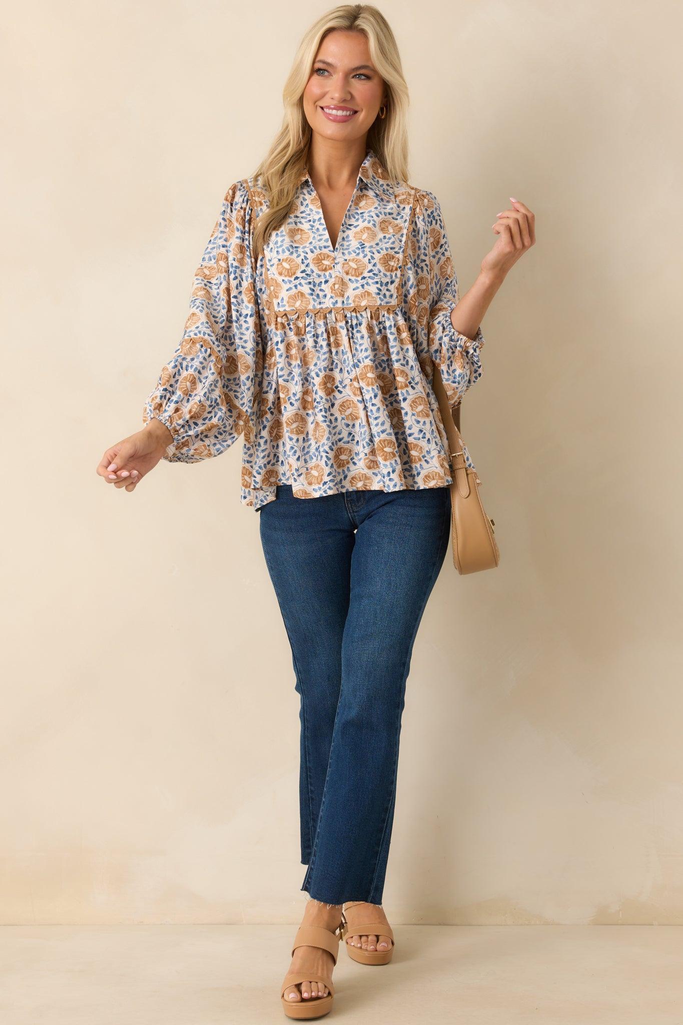 All Yours Honey Yellow Multi Floral Print Top Product Image
