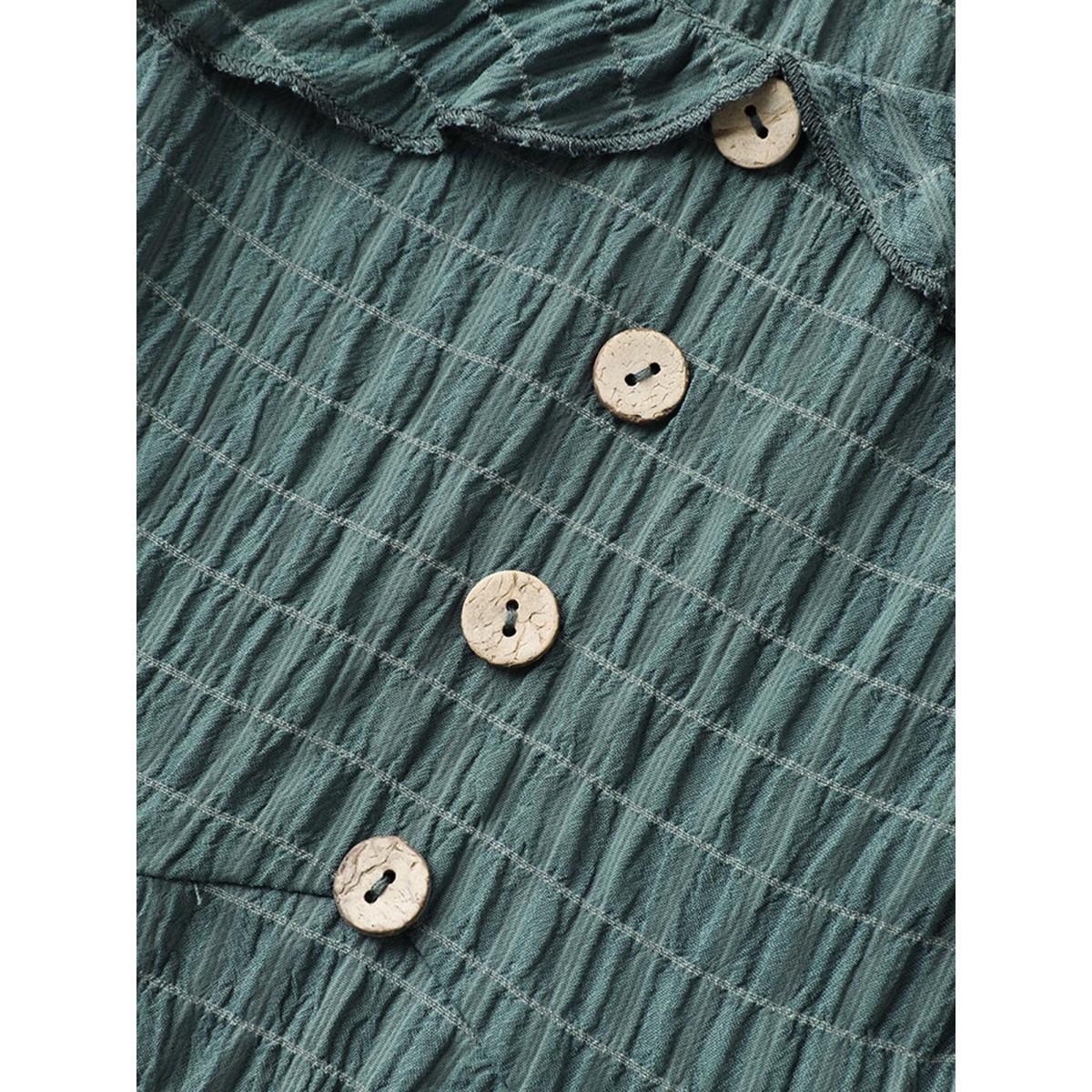 Plus Size Textured Ruffled Neck Pockets Midi Dress Emerald Women Square Neck Sleeveless Curvy BloomChic 14-16/1X Product Image