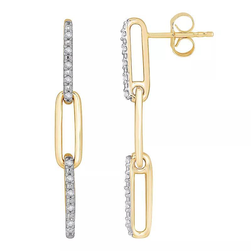 10k Gold 1/10 Carat T.W. Diamond Triple Paperclip Drop Earrings, Women's Product Image