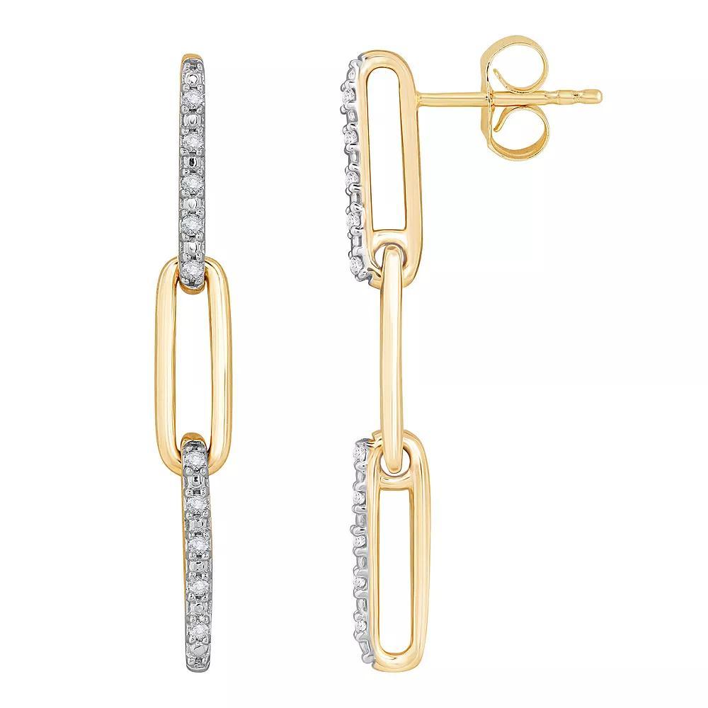 10k Gold 1/10 Carat T.W. Diamond Triple Paperclip Drop Earrings, Women's Product Image