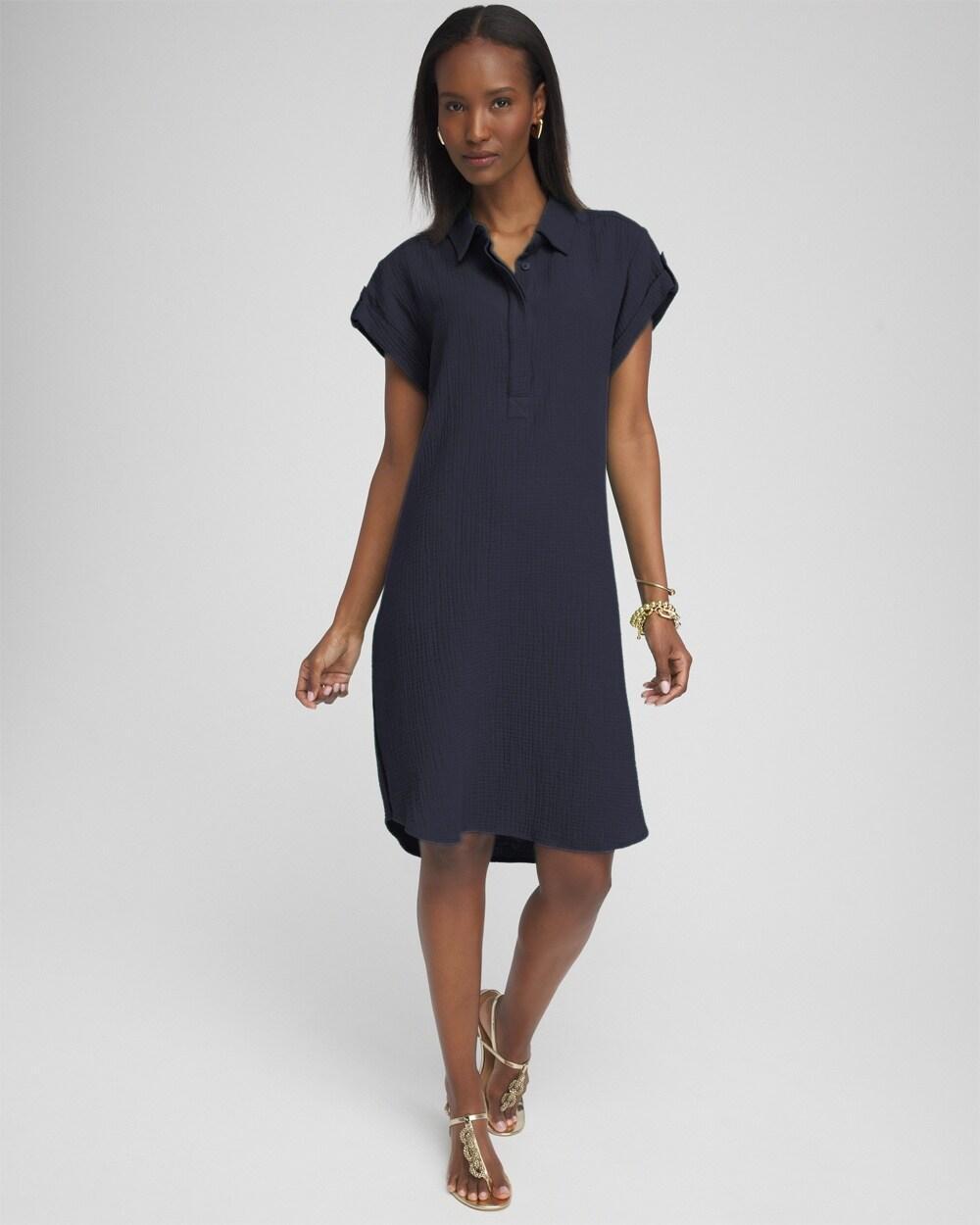 Gauze Roll Tab Sleeve Dress Product Image