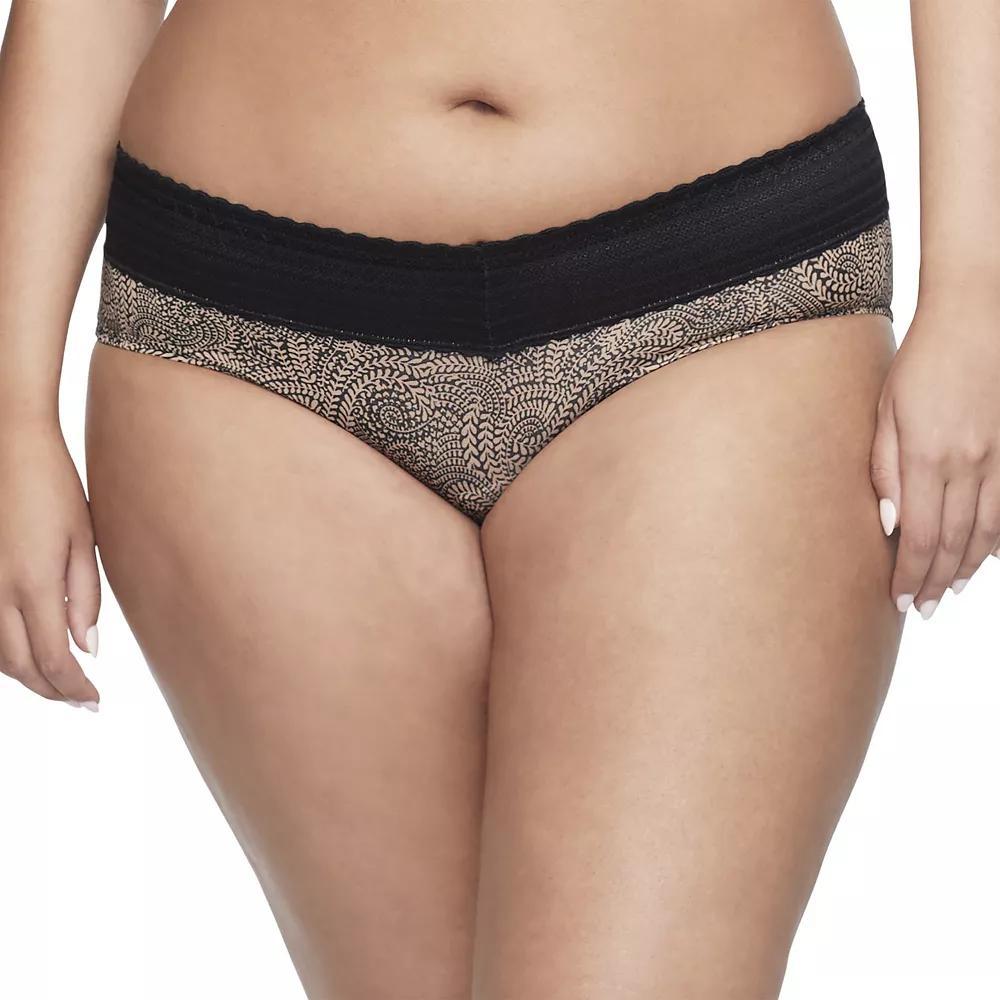 Warners No Pinching, No Problems® Dig-Free Comfort Waist with Lace Microfiber Hipster 5609J, Women's, Size: Small, Toasted Black Swirl Product Image