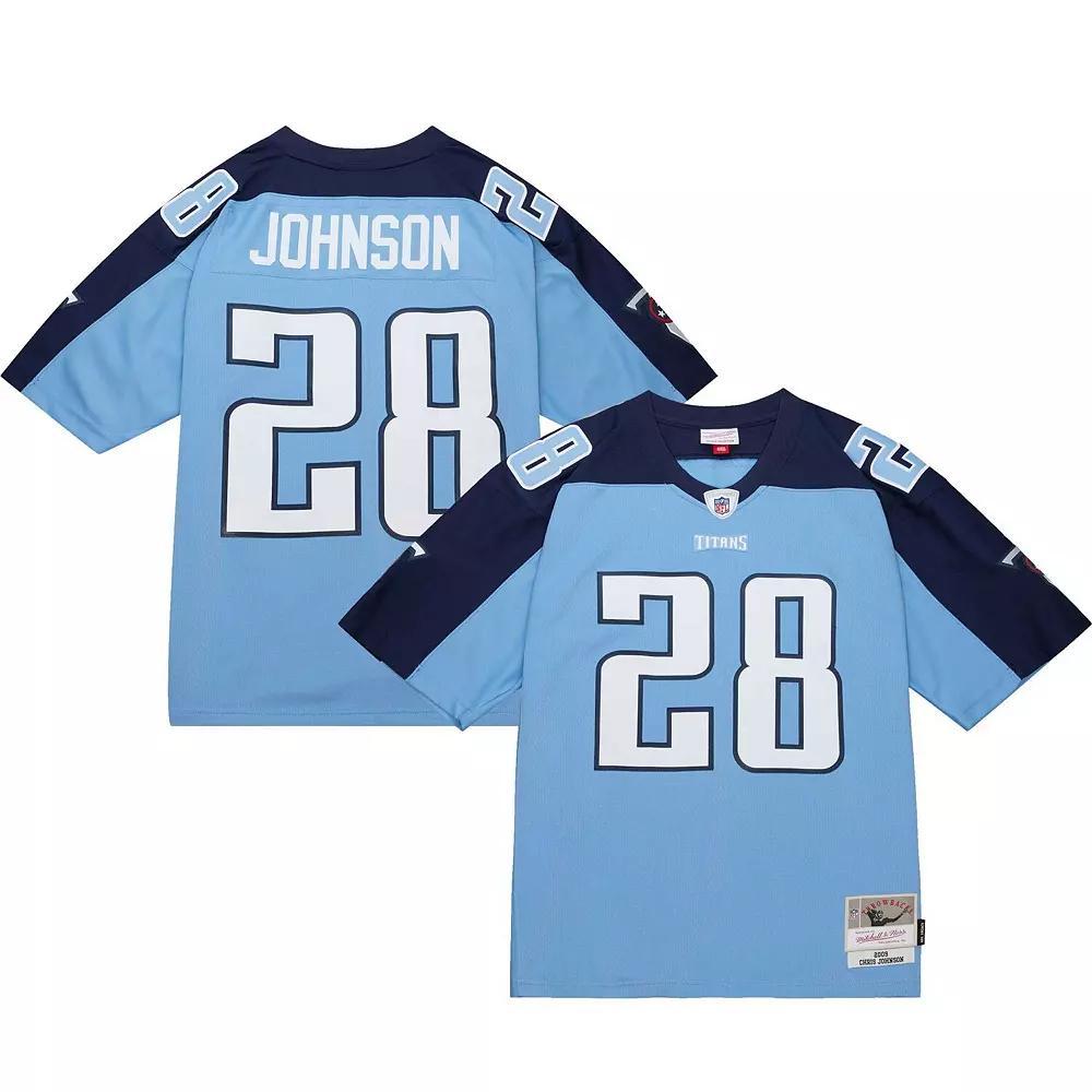 Men's Mitchell & Ness Chris Johnson Light Blue Tennessee Titans 2009 Legacy Replica Jersey, Size: 4XL Product Image