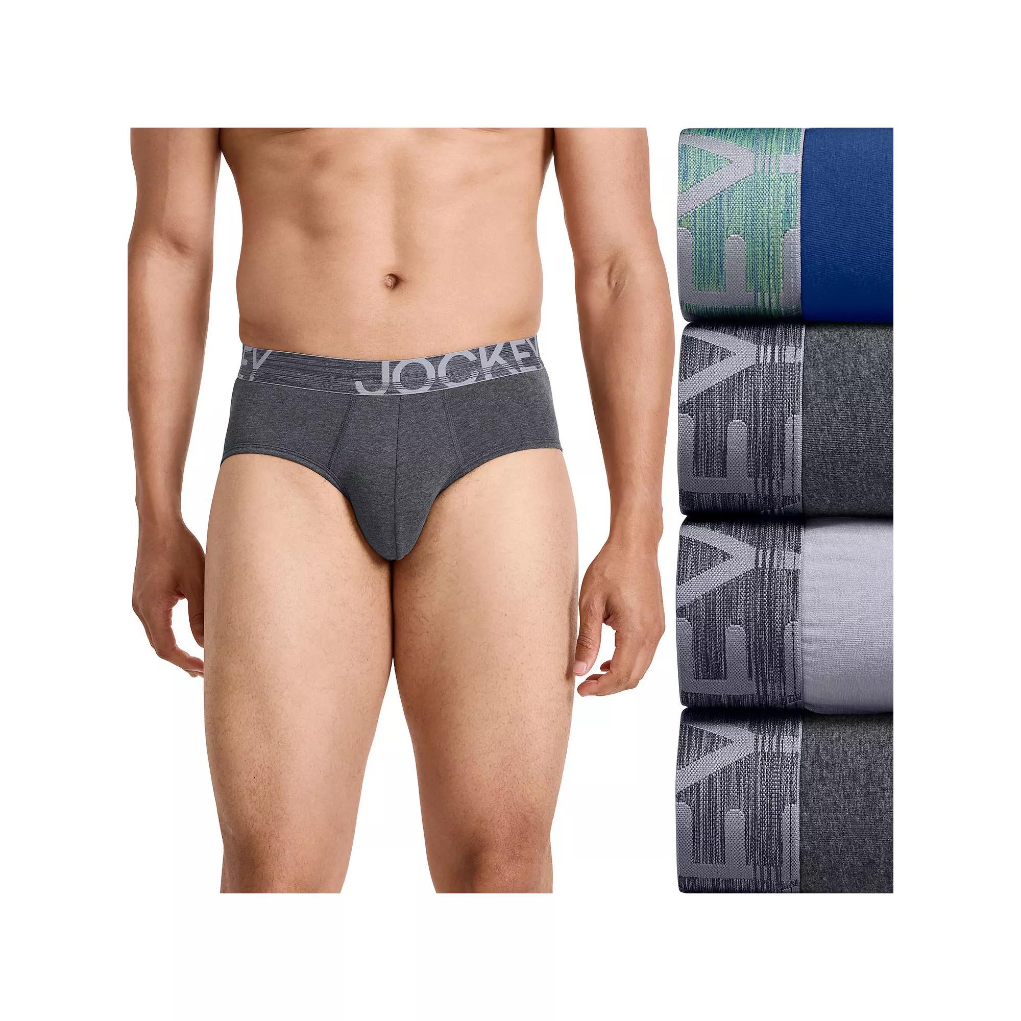 Men's Jockey 4-Pack ActiveStretch™ Briefs, Size: XL, Grey Team Product Image