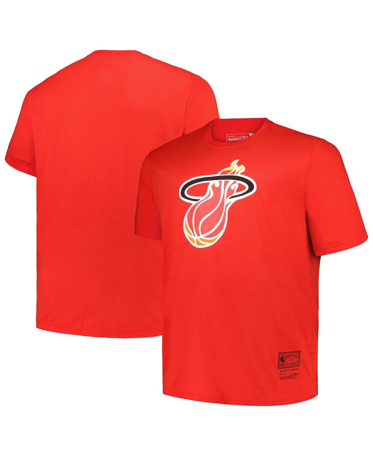 Men's Mitchell & Ness Red Miami Heat Big & Tall Hardwood Classics Vintage Logo T-Shirt, Size: 4XB Product Image