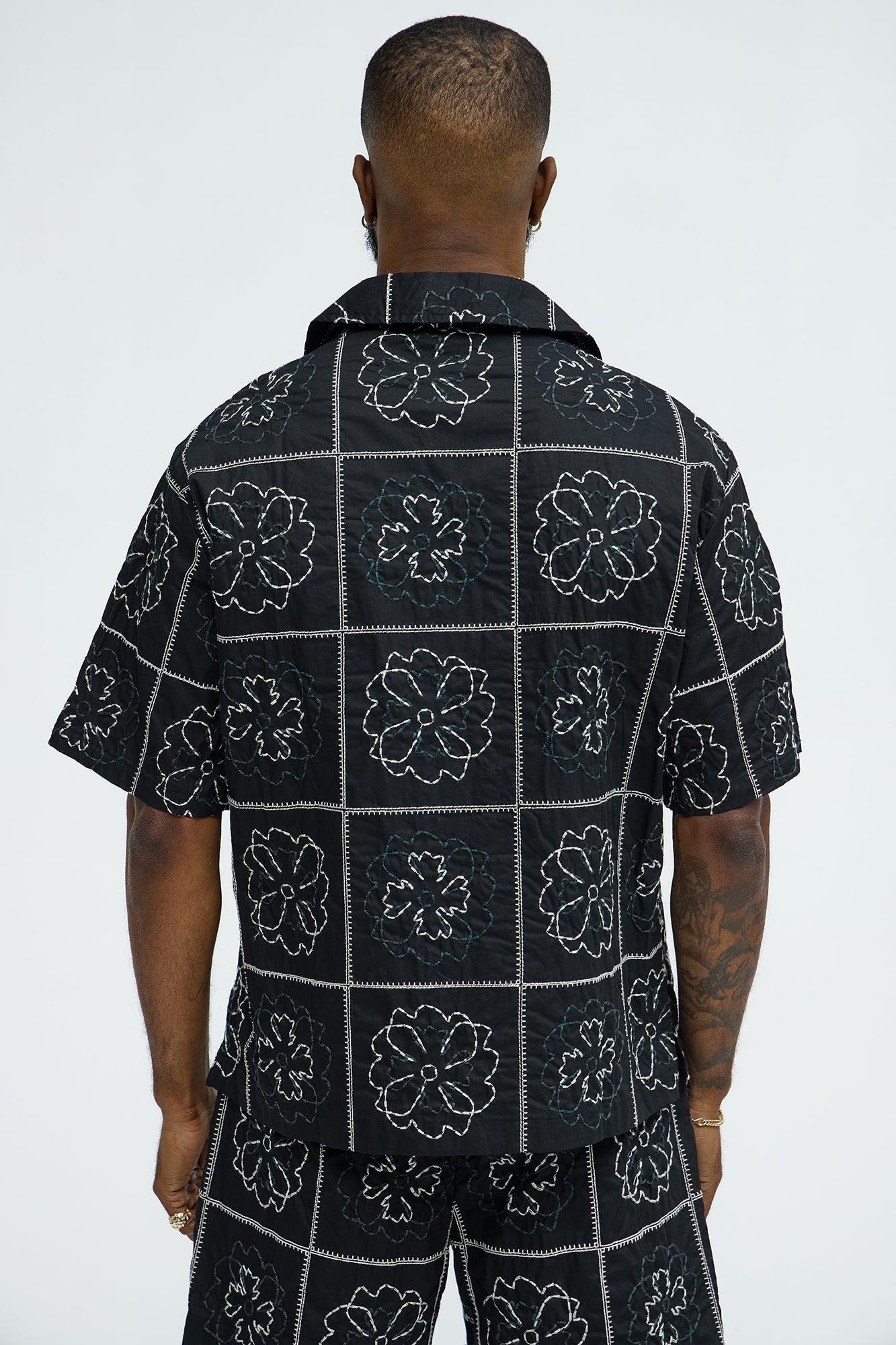 Tropical Bloom Cotton Shirt - Black/combo Product Image