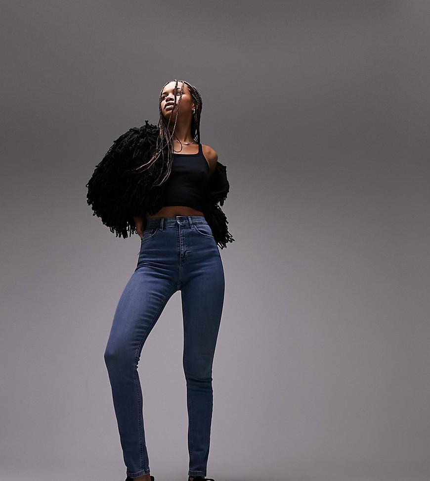 Topshop Tall Jamie high rise skinny jeans in mid blue Product Image