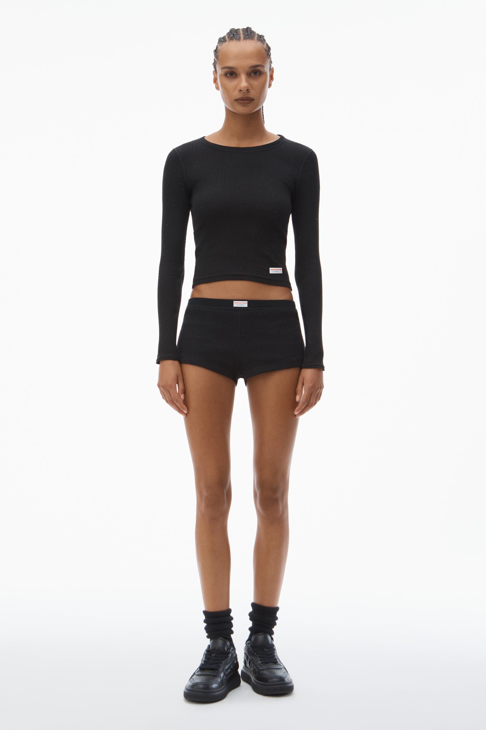 Crystal Hotfix Cropped Camisole In Waffle Knit Product Image