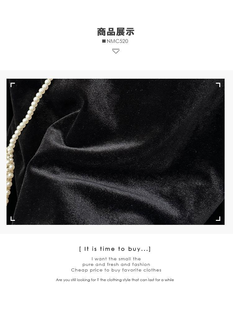 Lace-Trim Loose Velvet Blouse Product Image