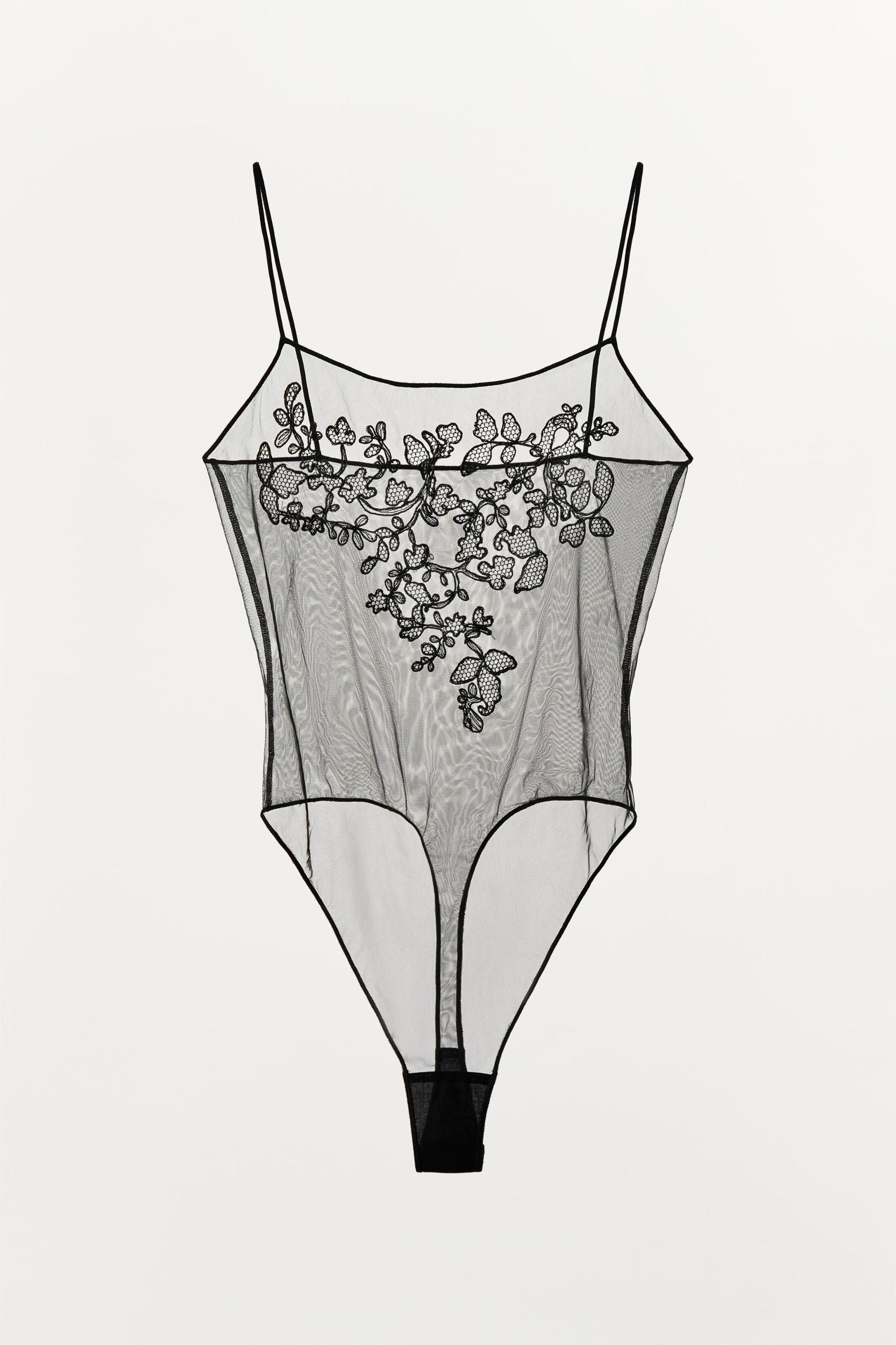FLORAL EMBROIDERY MESH BODYSUIT Product Image