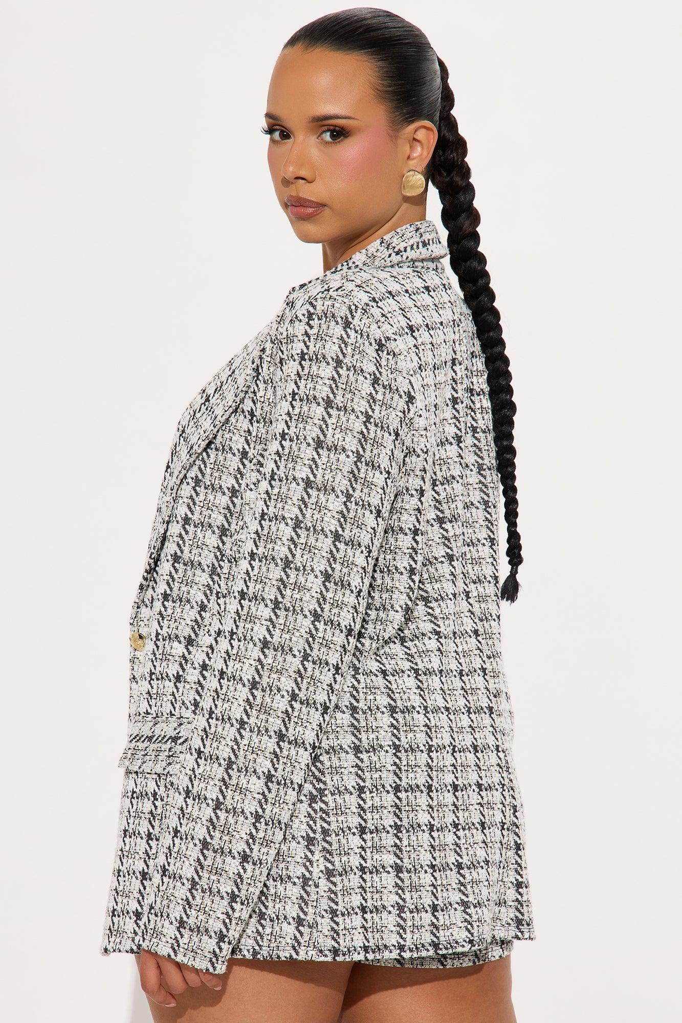 Get A Clue Tweed Blazer - Black/combo Product Image
