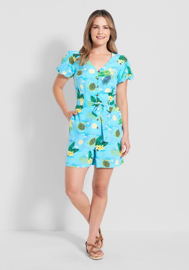 Modcloth X Collectif Sea Turtle Wave Romper Product Image