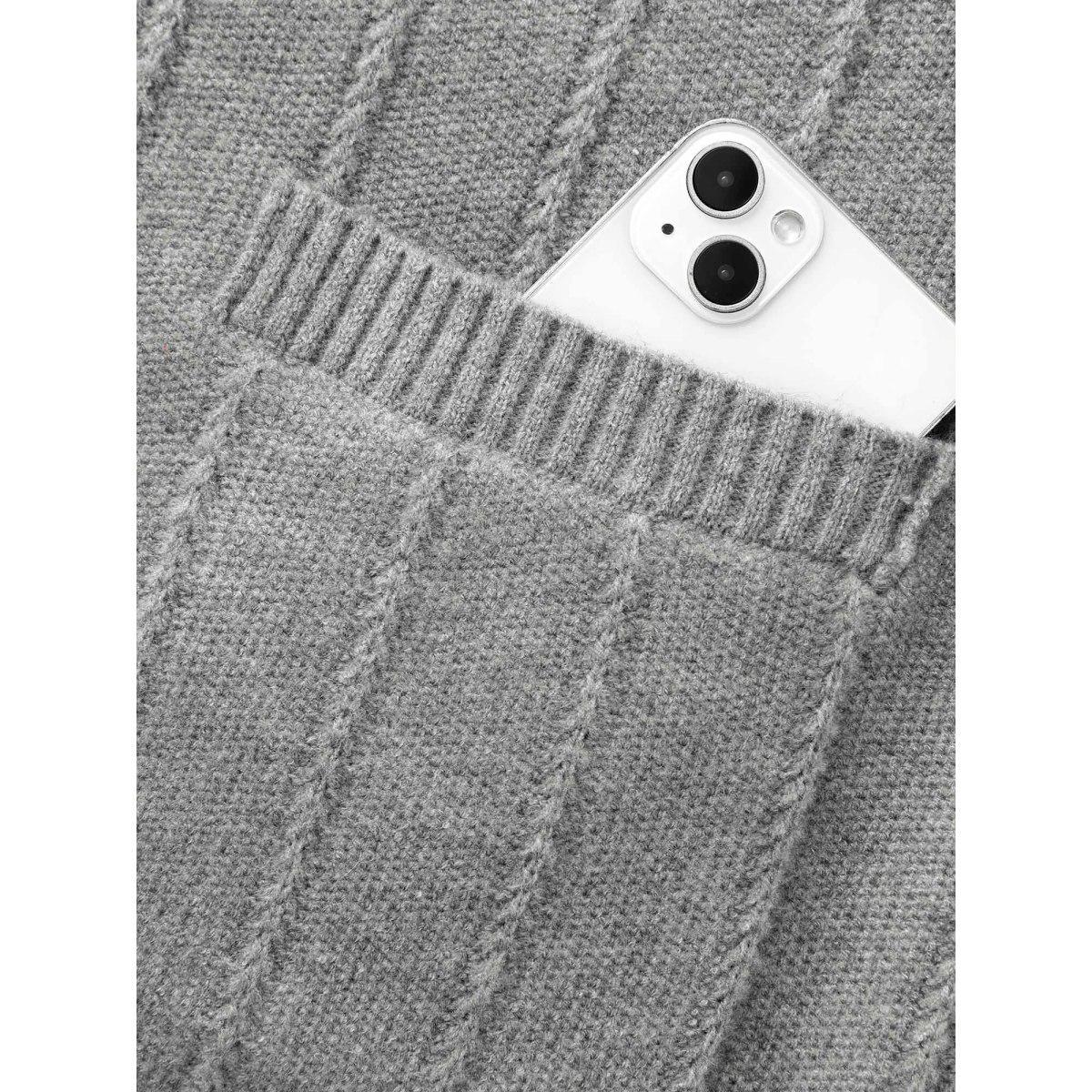 Plus Size Plain Textured Polo Neck Pocket Cardigan Mediumgray Women Casual Loose Long Sleeve Everyday Cardigans BloomChic 28/5X Product Image
