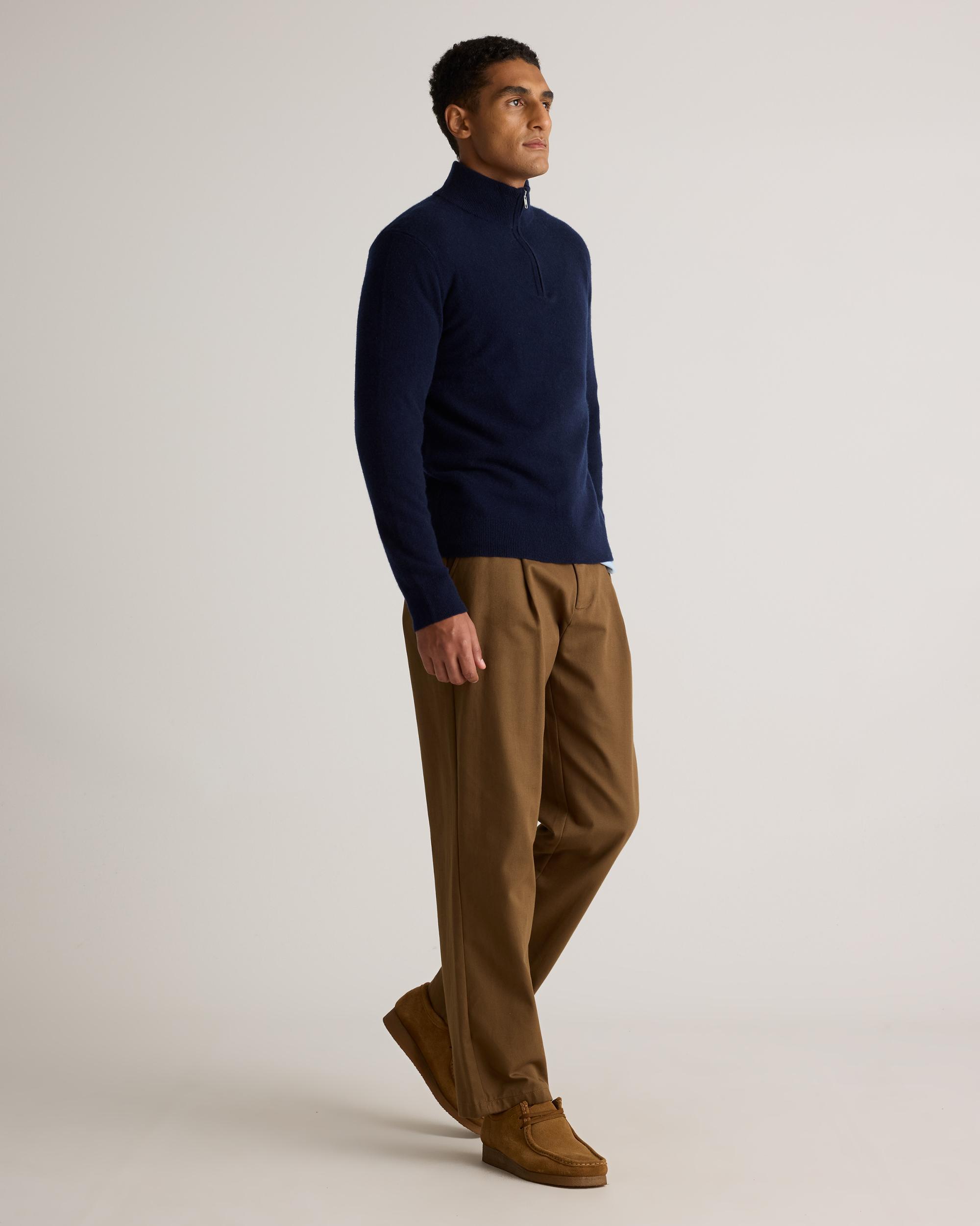 Quince | Men's Mongolian Cashmere Quarter Zip Sweater Product Image