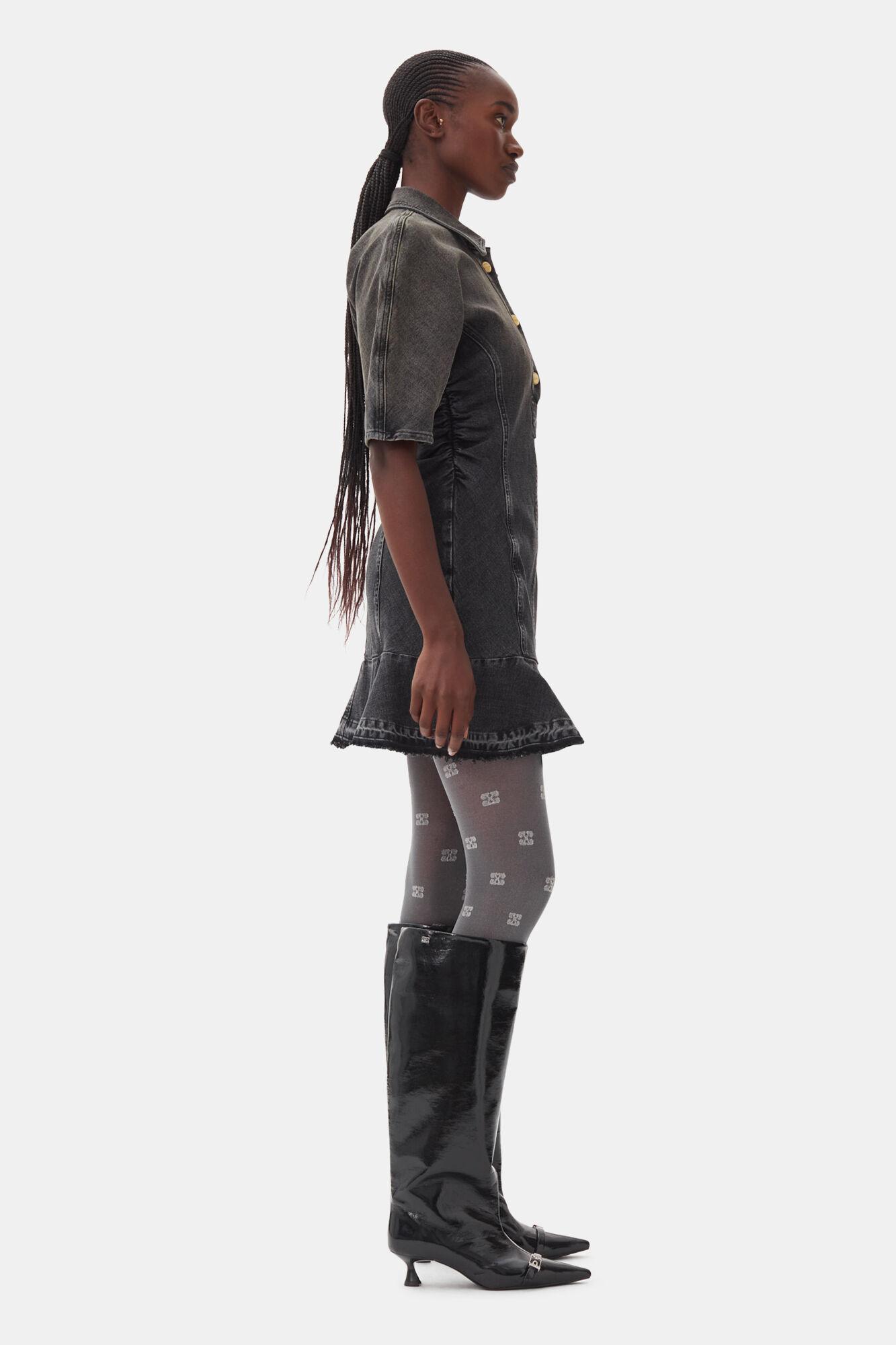 Washed Black Denim Mini Dress Product Image