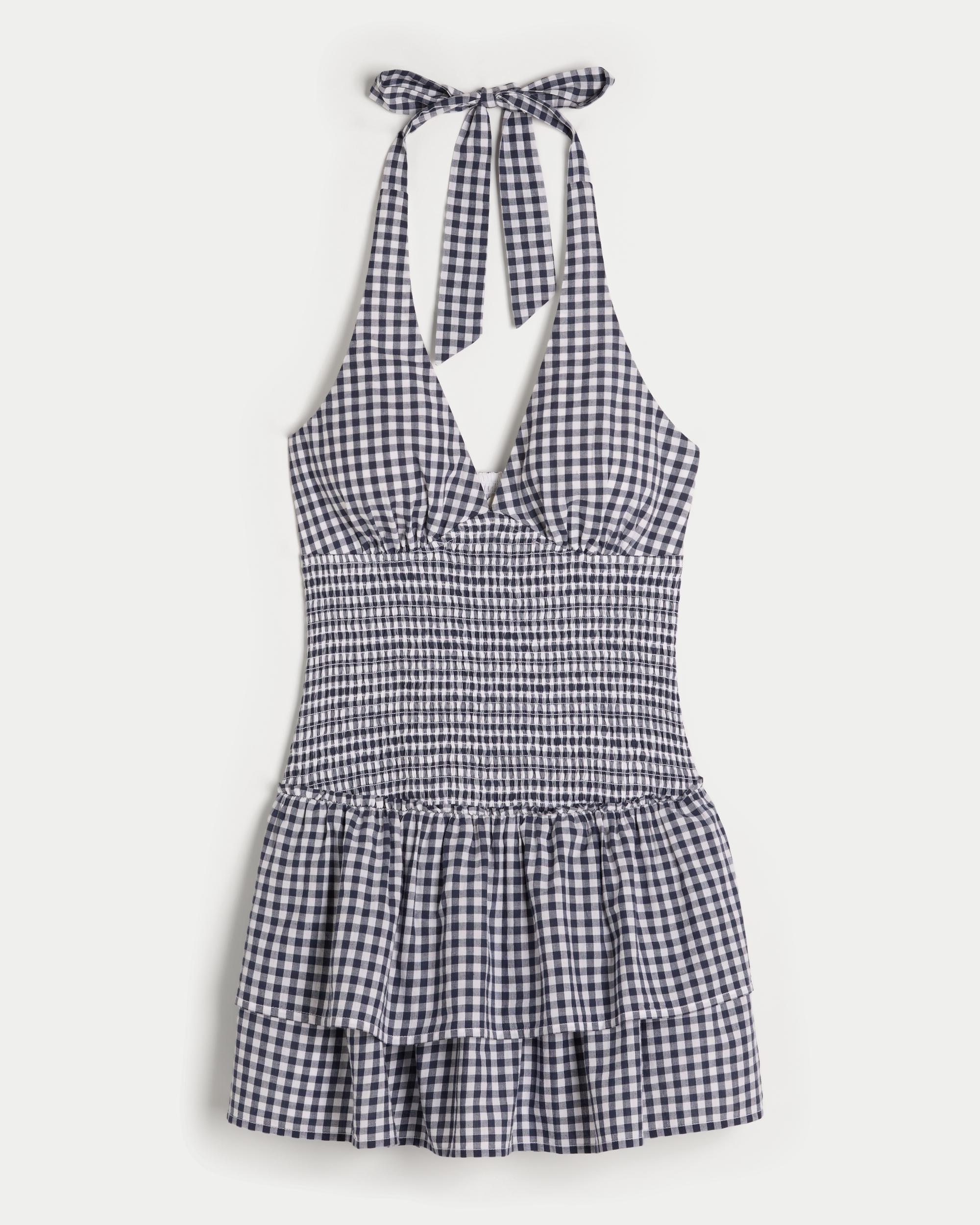 Double-Tier Smocked Halter Skort Dress Product Image