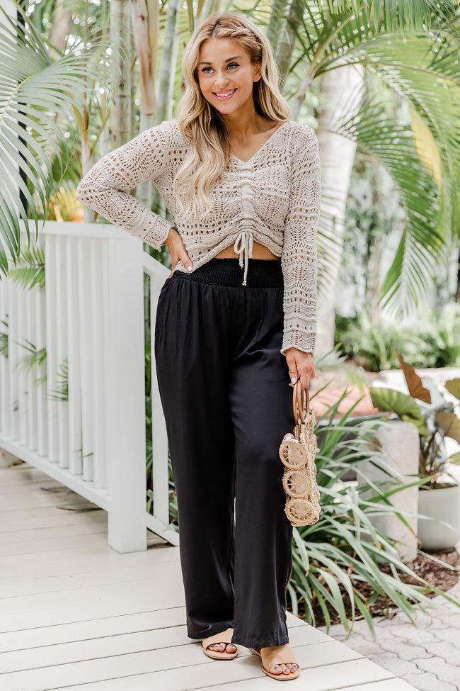 Far And Wide Smocked Waist Black Pants FINAL SALE Product Image