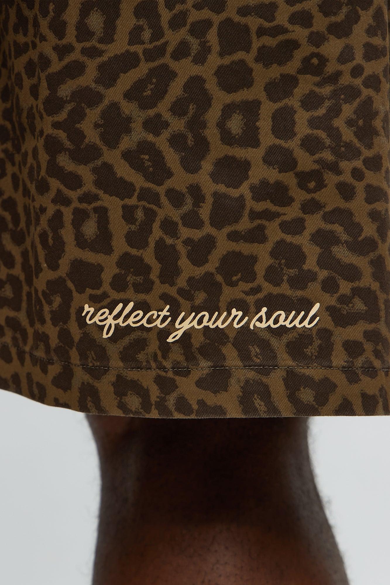 Soul 07 Cheetah Relaxed Drawstring Short - Brown Male Product Image