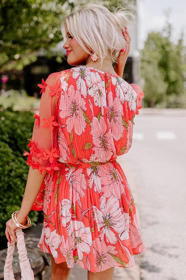 Easily Enchanted Pleated Dress In Coral Product Image
