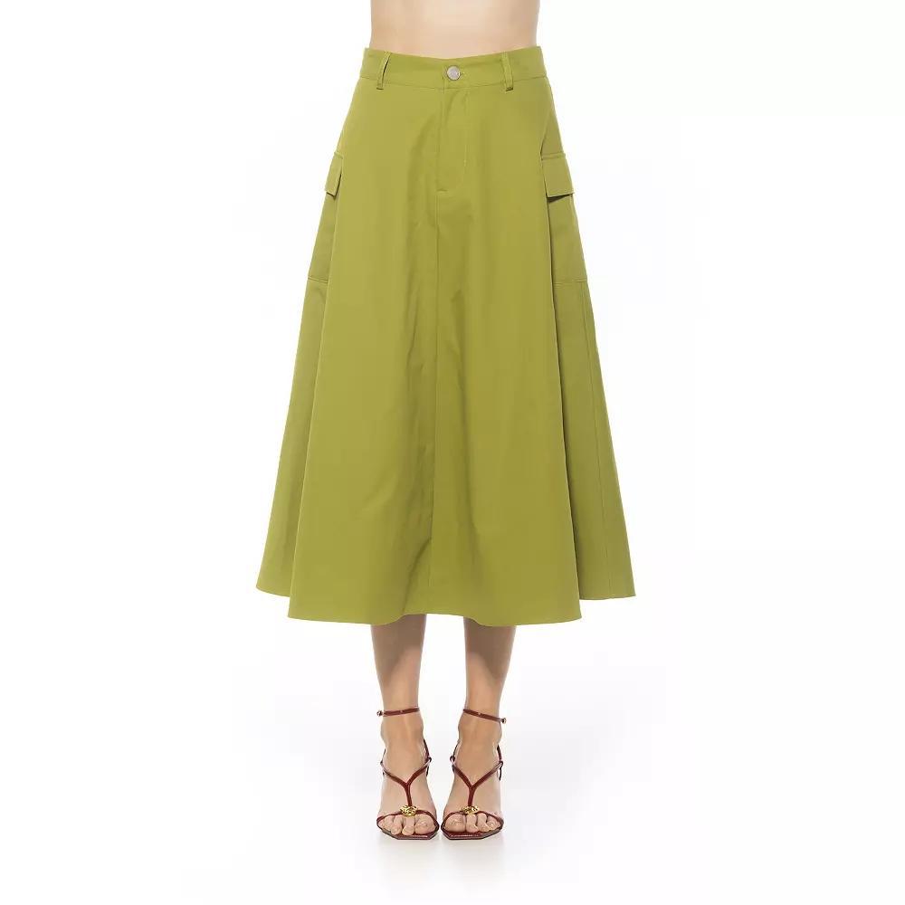 Women's ALEXIA ADMOR Cargo Belted Midi Skirt, Size: 14, Green Product Image