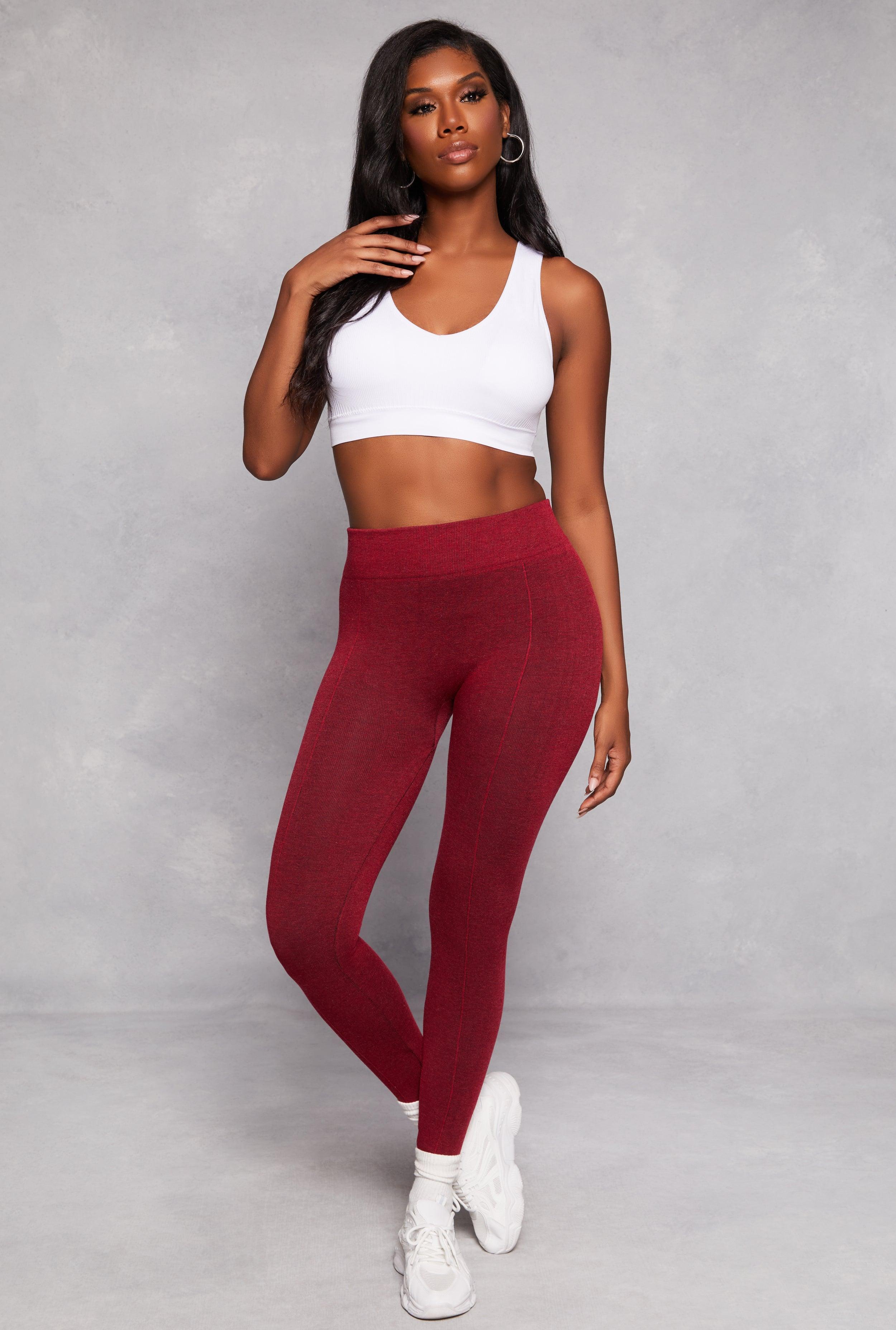 Womens Fleece Textured Waistband Leggings Product Image