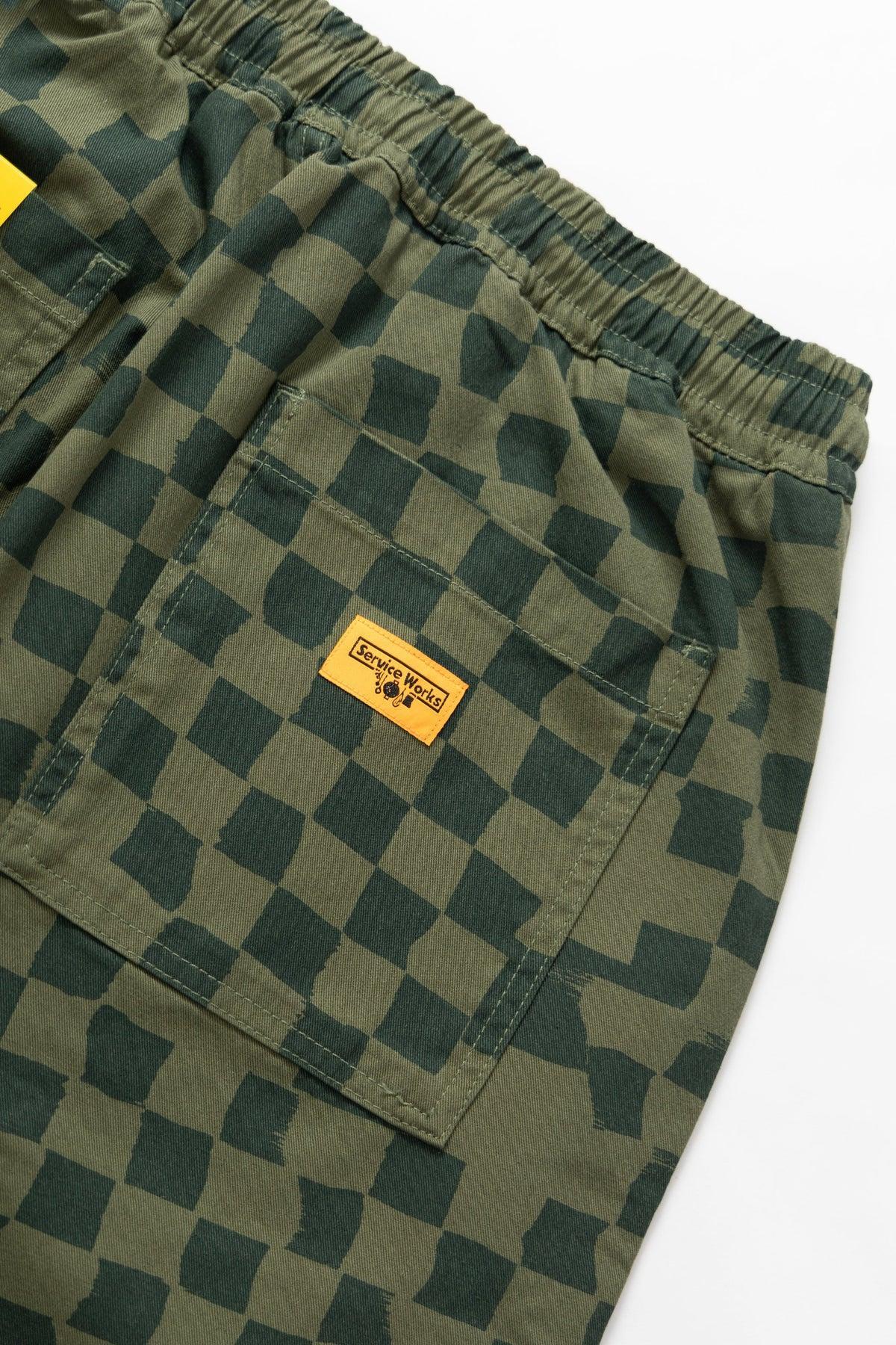 Printed Chef Pants - Olive Checker Product Image