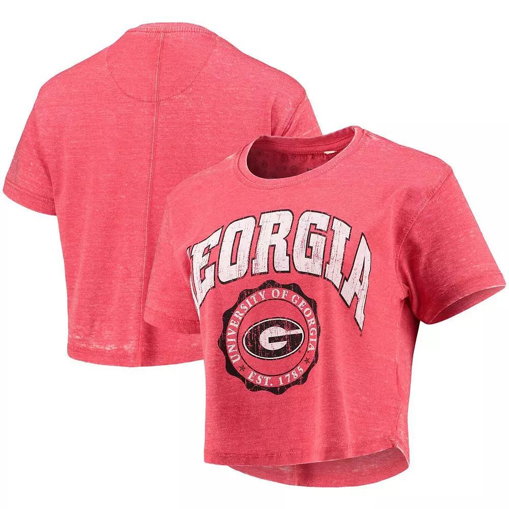 Women's Pressbox Red Georgia Bulldogs Edith Vintage Burnout Crop T-Shirt, Size: Large Product Image