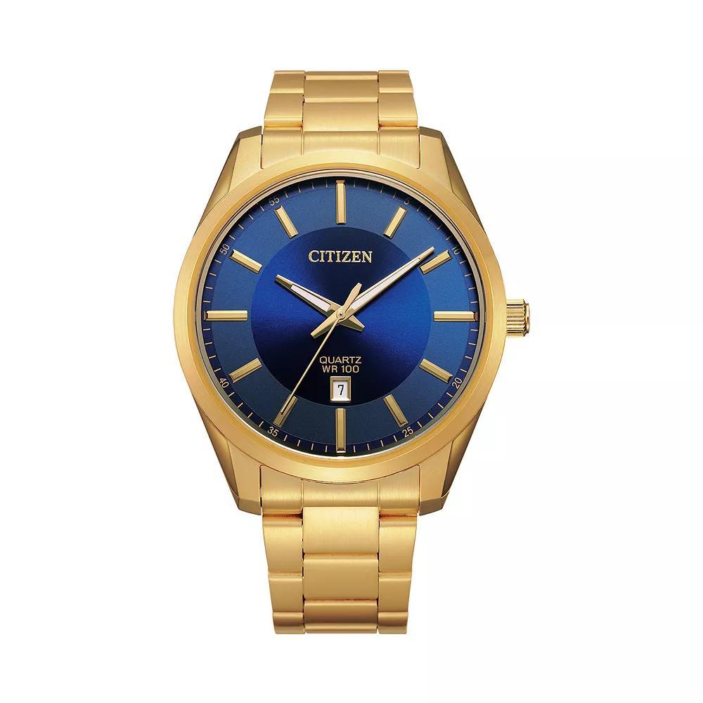 Citizen Men's Gold Tone Stainless Steel Blue Dial Watch - BI1032-58L, Size: Large Product Image