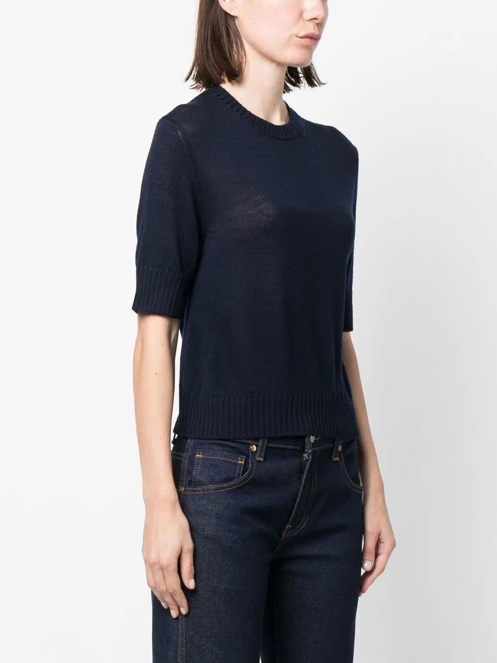 JIL SANDER Crew-neck Wool Top In Blue Product Image