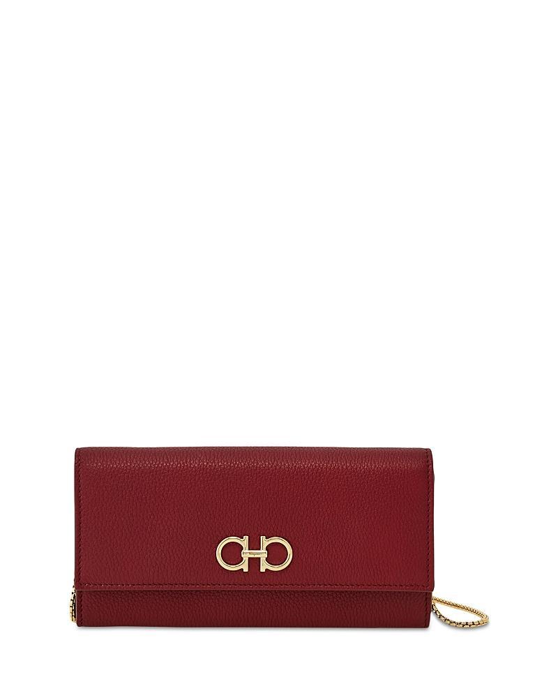 Gancino Flap Leather Wallet with Chain Strap Product Image