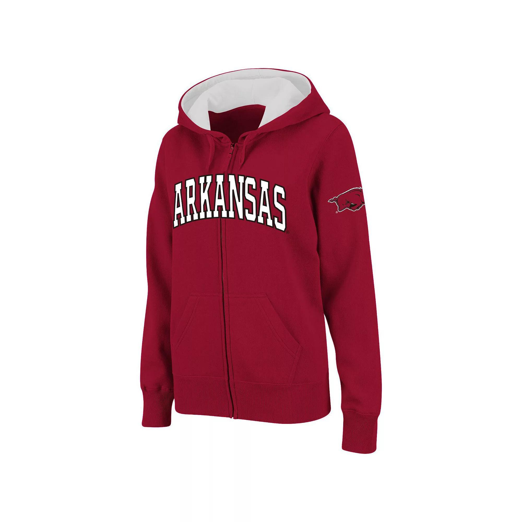 Womens Stadium Athletic Cardinal Arkansas Razorbacks Arched Name Full-Zip Hoodie Product Image