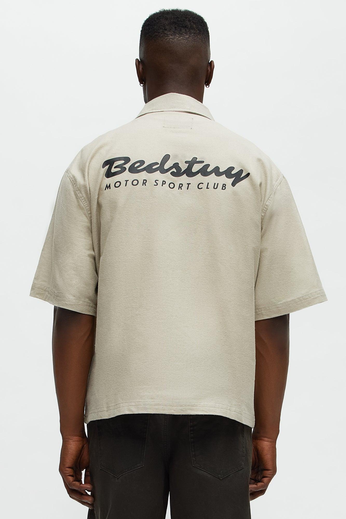 Cropped Bedstuy Patch Button Up Shirt - Sand Product Image