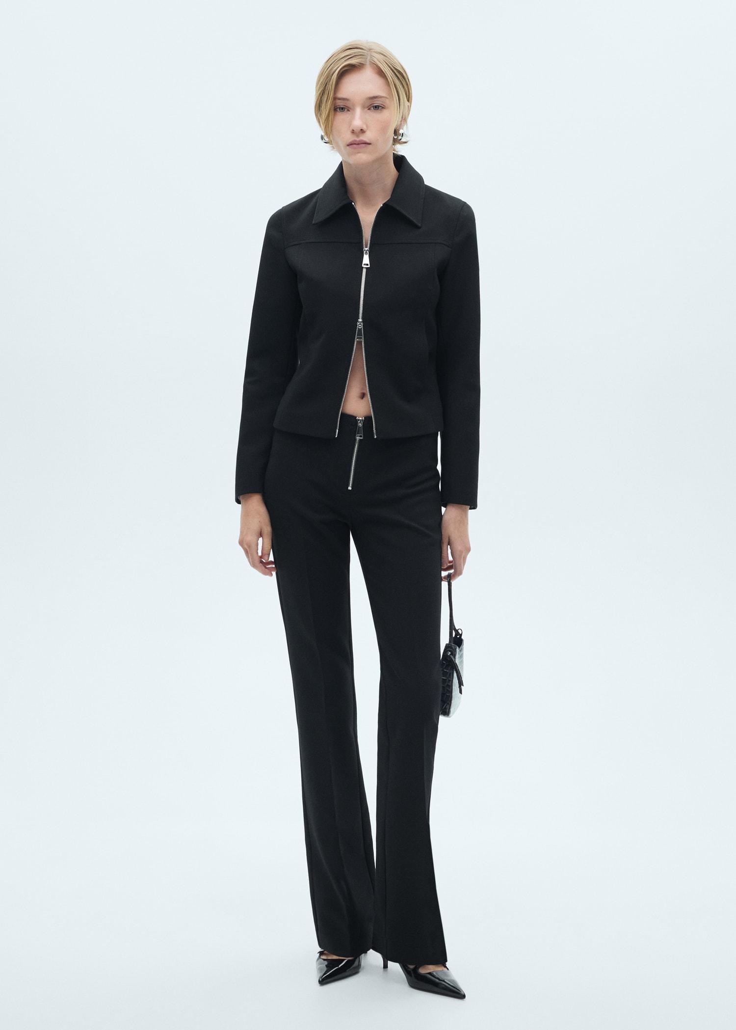 Flared pants with zip - Women | MANGO USA Product Image