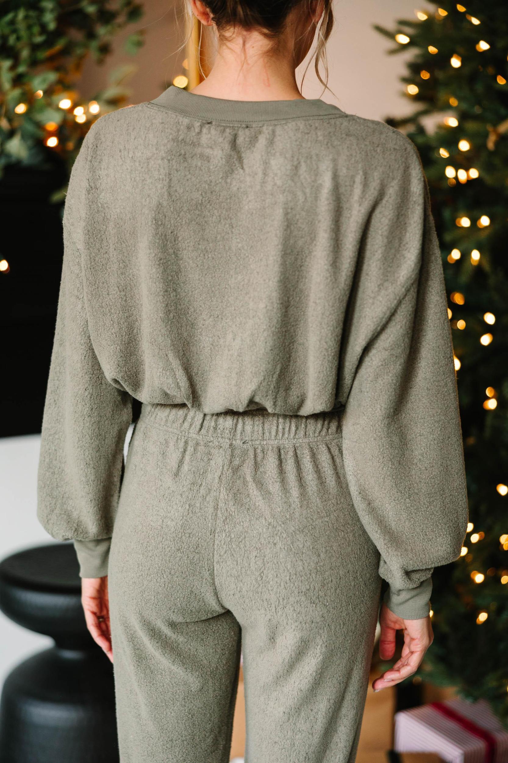 Cozy Habits Olive Green Button Down Cardigan Female Product Image