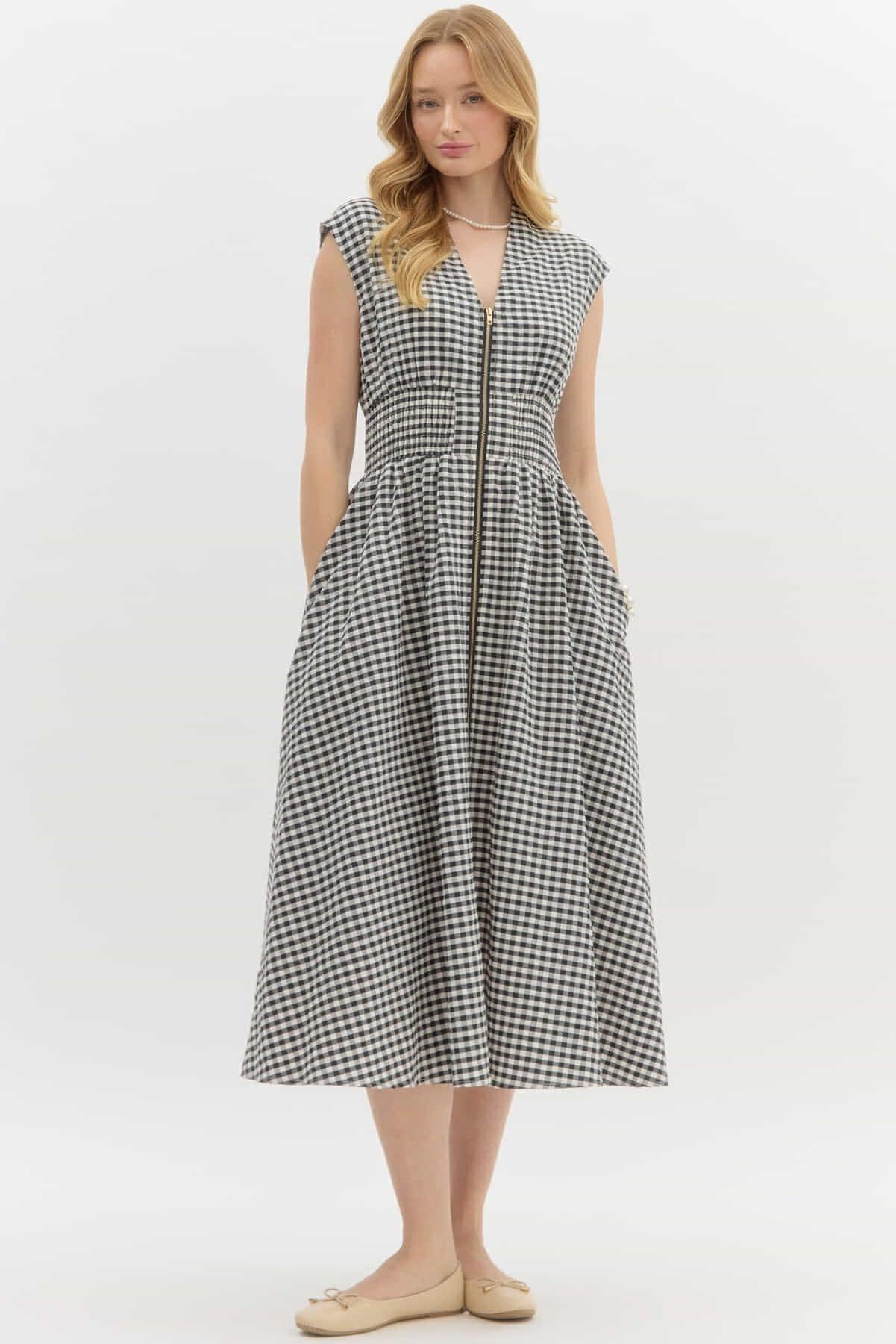The Charlotte Gingham Midi Dress Product Image