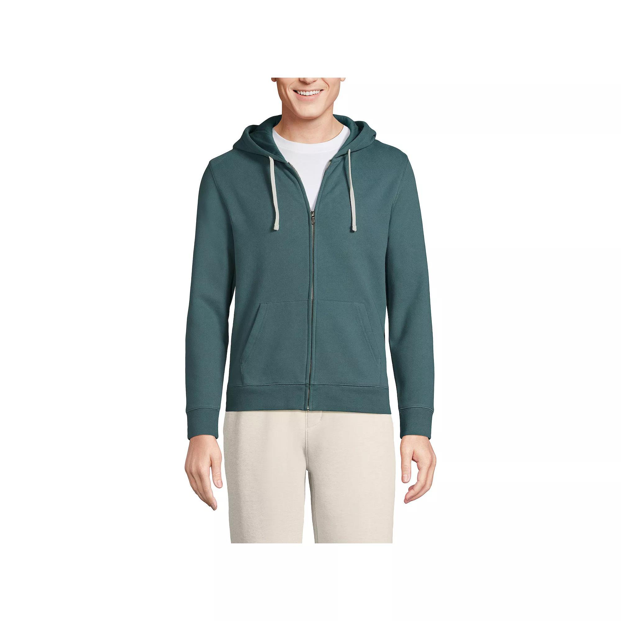 Lands' End Tall Serious Sweats Long Sleeve Full-Zip Hoodie, Men's, Size: XXL Tall, Dark Grey Heather Product Image