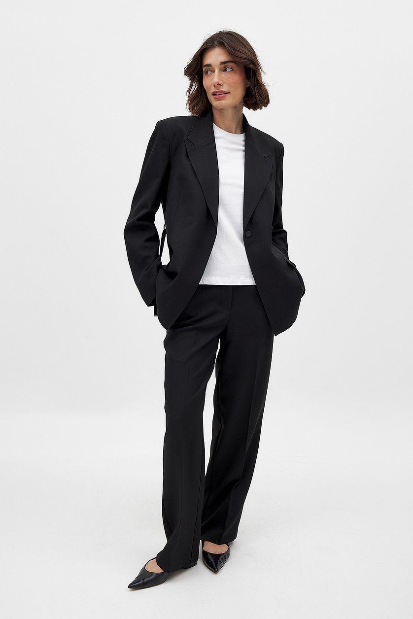 Tailored Mid Waist Suit Pants Product Image