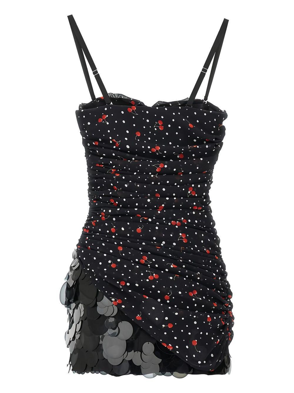 ruched cherry polka-dot dress Product Image