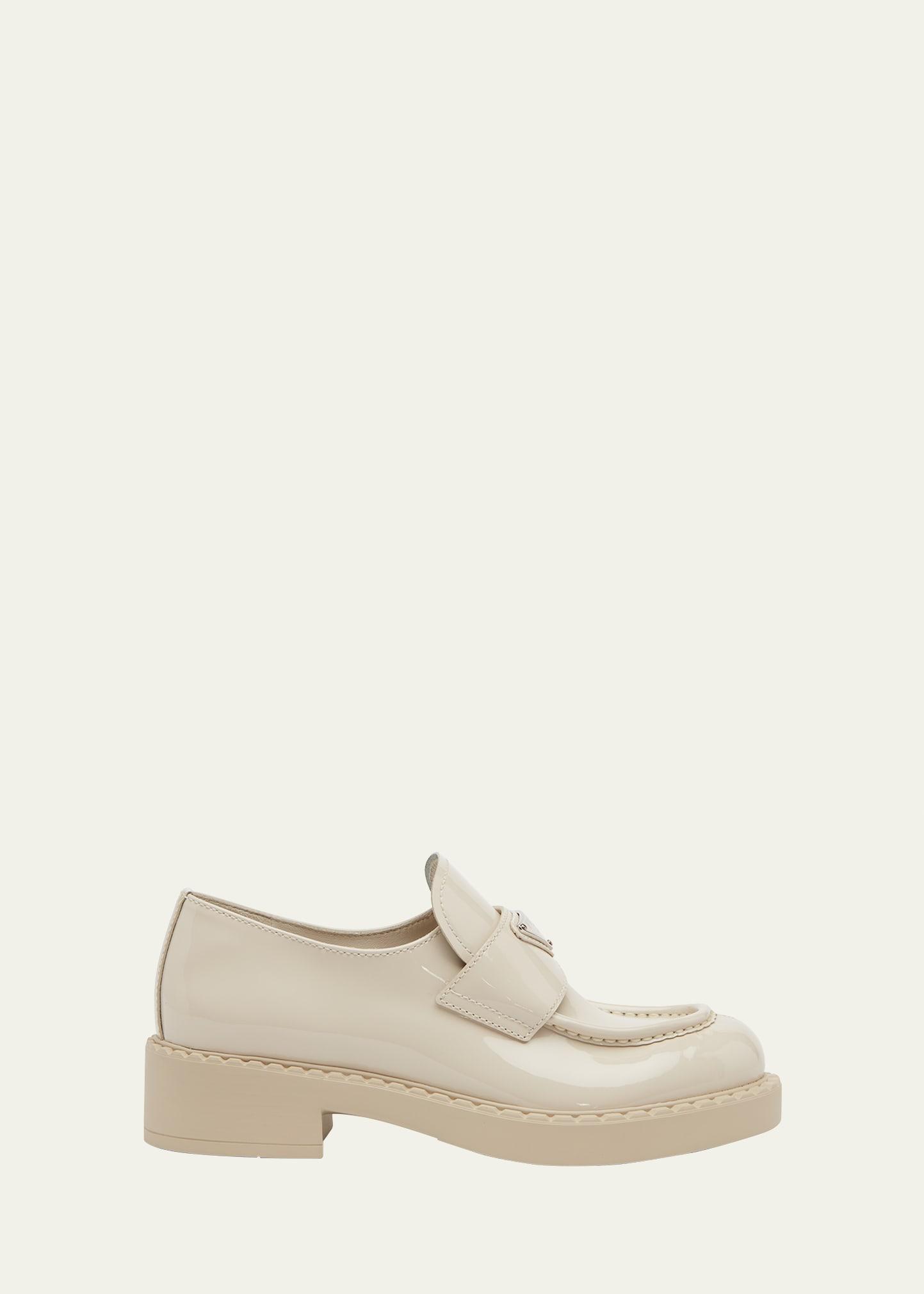 Prada Womens Chocolate Patent Leather Loafers Product Image