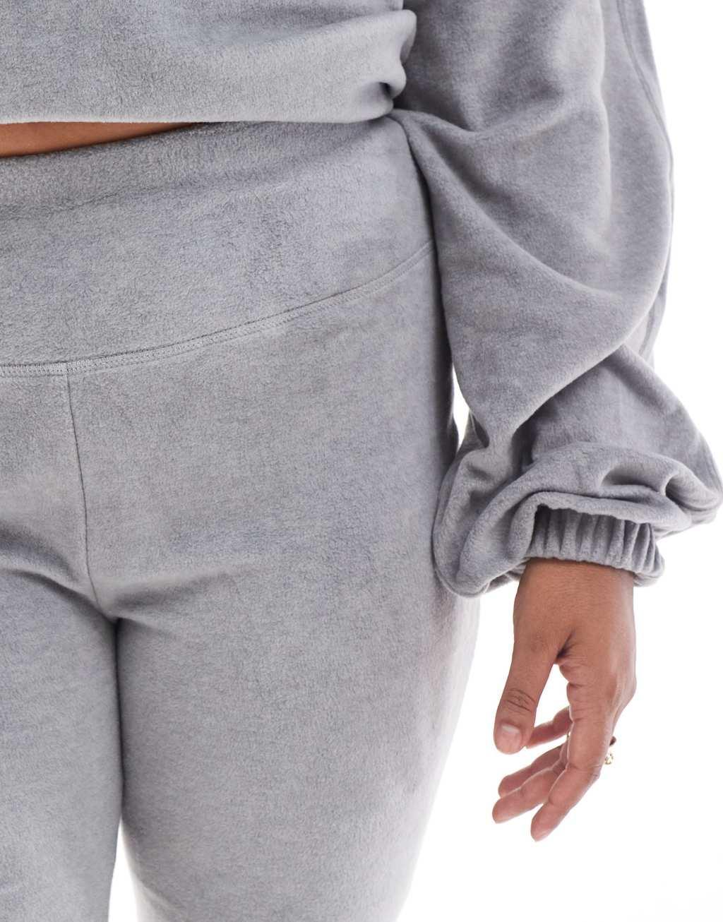 ASOS DESIGN Curve lounge mix & match fleece leggings in light gray Product Image