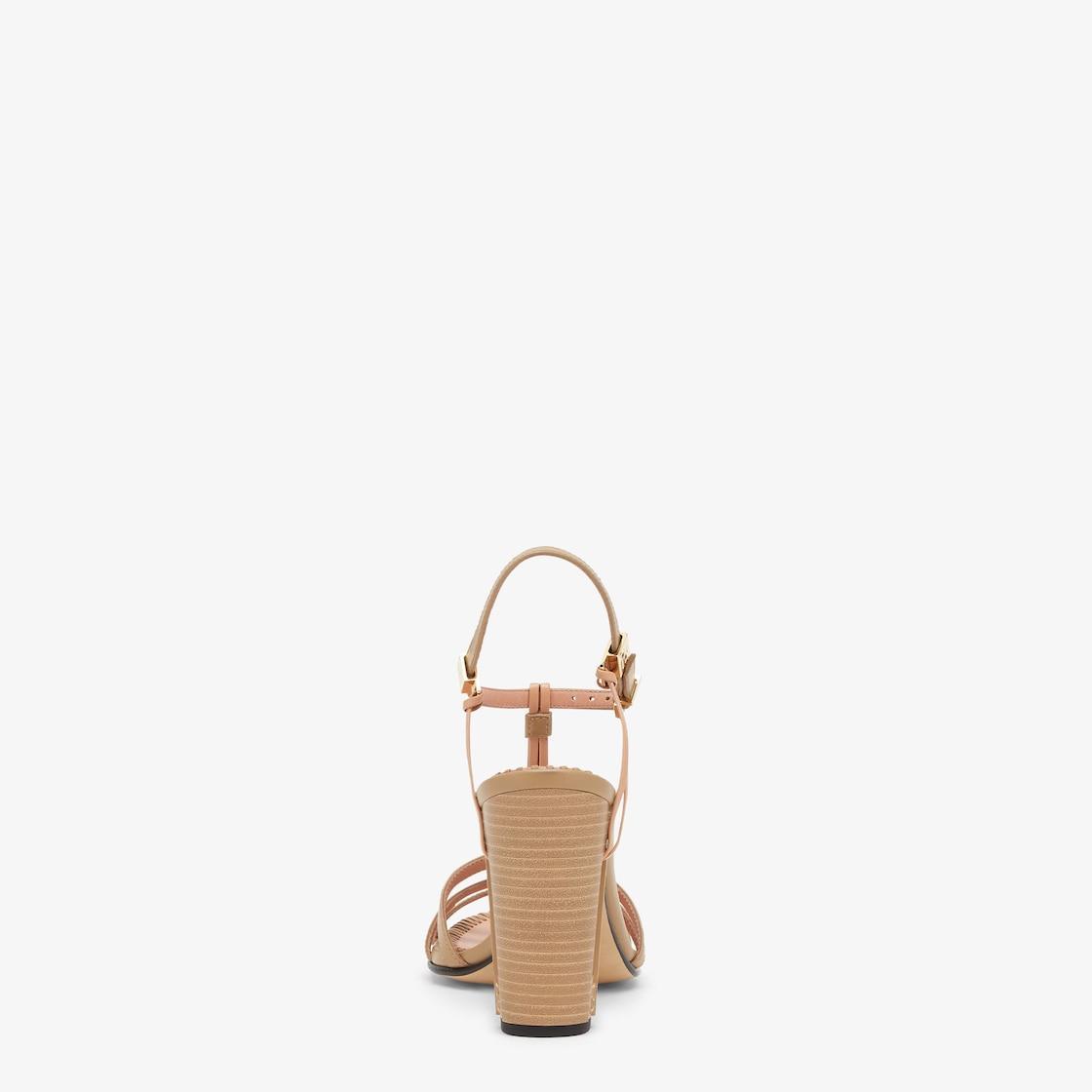 DelfinaBeige leather high-heeled sandals Product Image