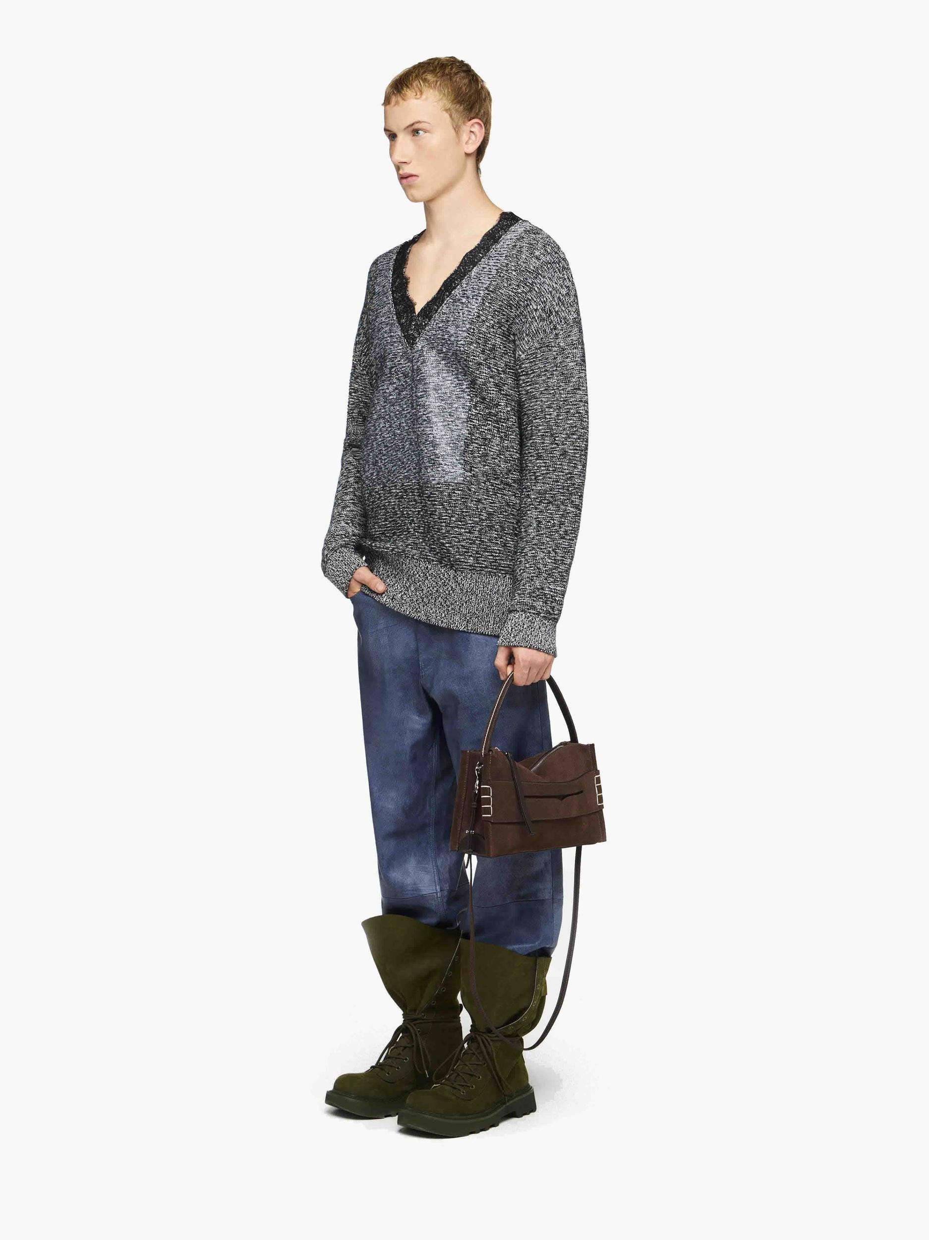 V-NECK LACE TRIM SWEATER Product Image