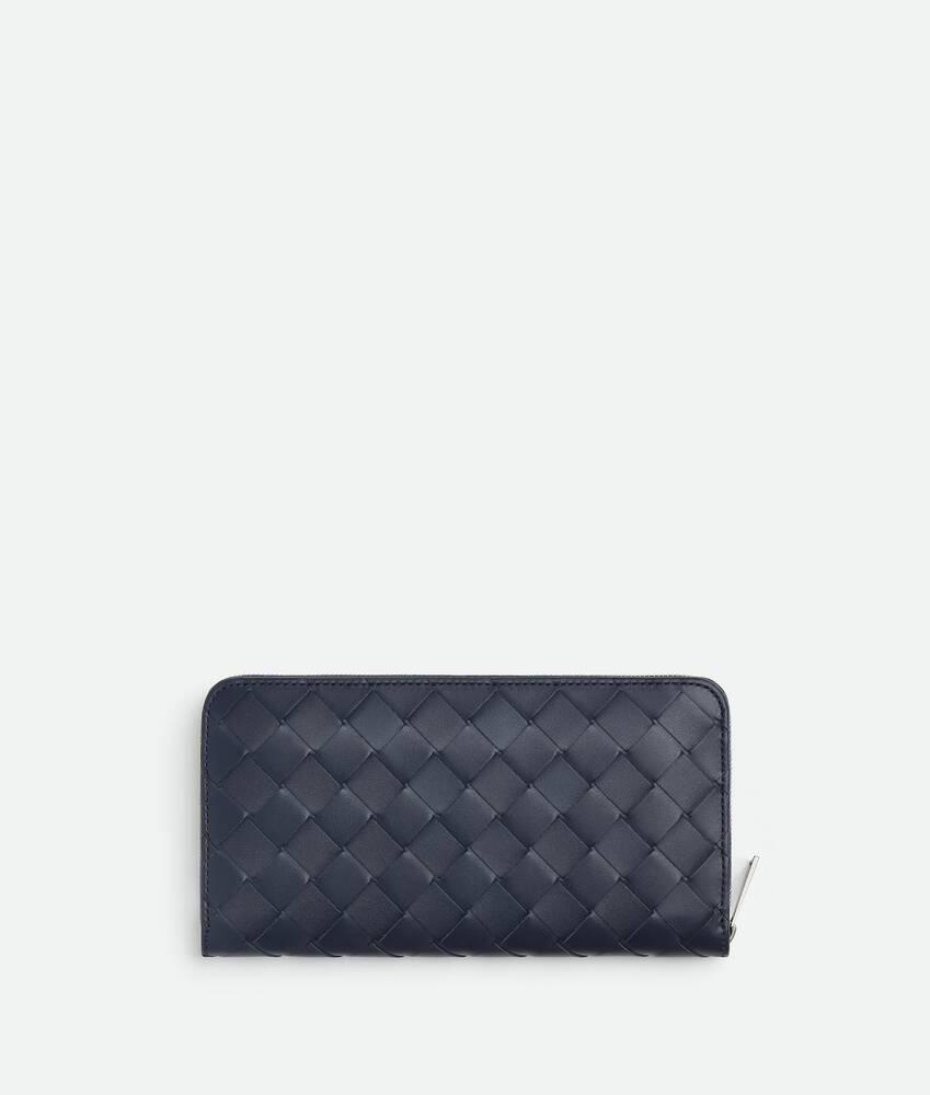 Men's Intrecciato Zip Around Wallet in Abyss/cypress Product Image