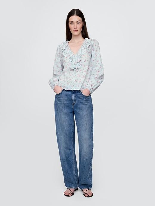 Ruffle V-Neck Shirt Product Image