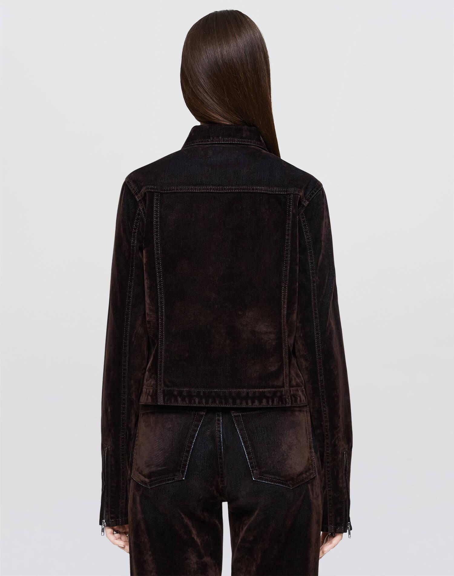 Slim Zip Jacket - Brown Flocked Product Image