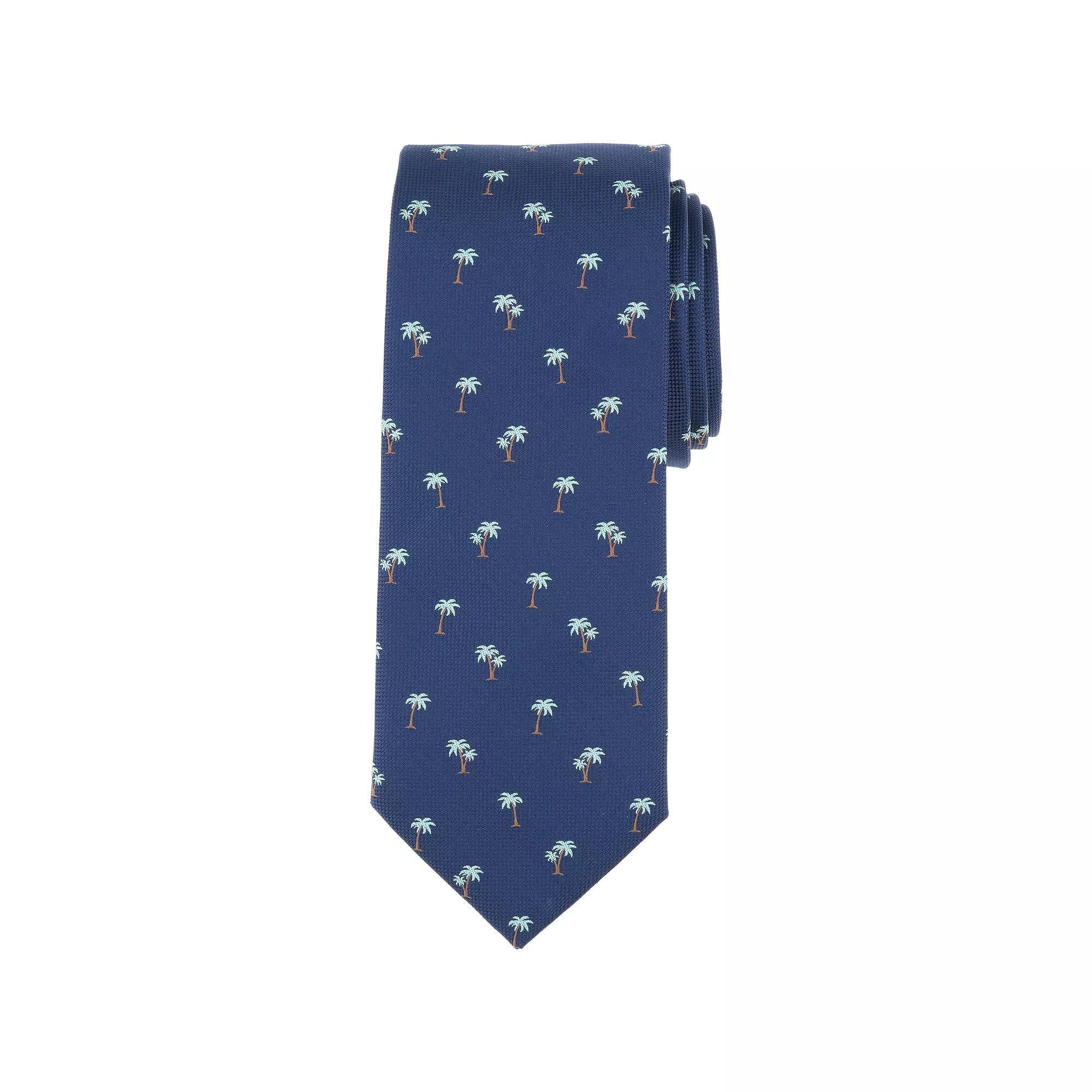 Men's Bespoke Tropical Patterned Tie, Navy Pink Product Image