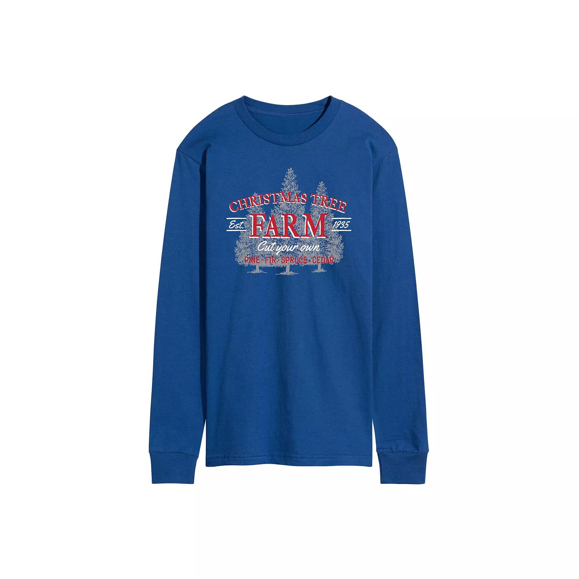 Mens Christmas Farm Sign Long Sleeve Tee Product Image