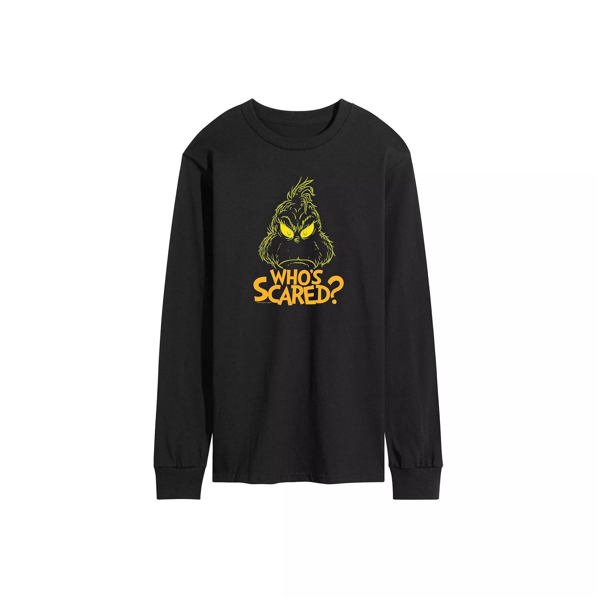 Mens Dr. Seuss Grinch Whos Scared Long Sleeve Graphic Tee Product Image