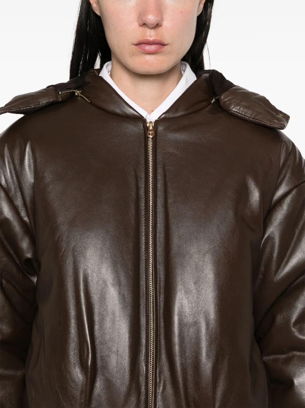 leather puffer jacket Product Image